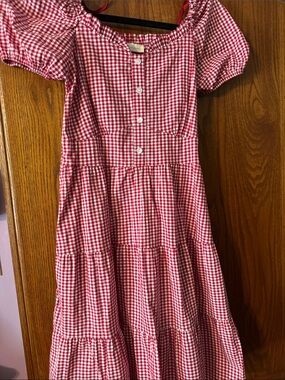 Monteau Red and White Gingham Tiered Dress, never worn